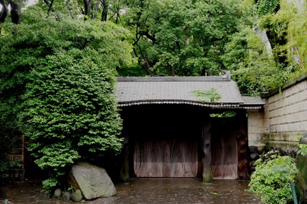 あかがね御殿の四脚門の屋根にコケ？